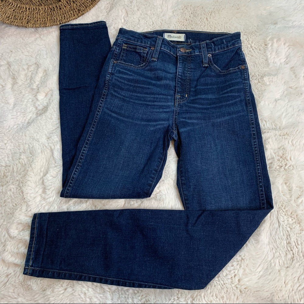 Madewell 10 Inch High Rise Skinny Jeans Dark Wash - Picture 5 of 7